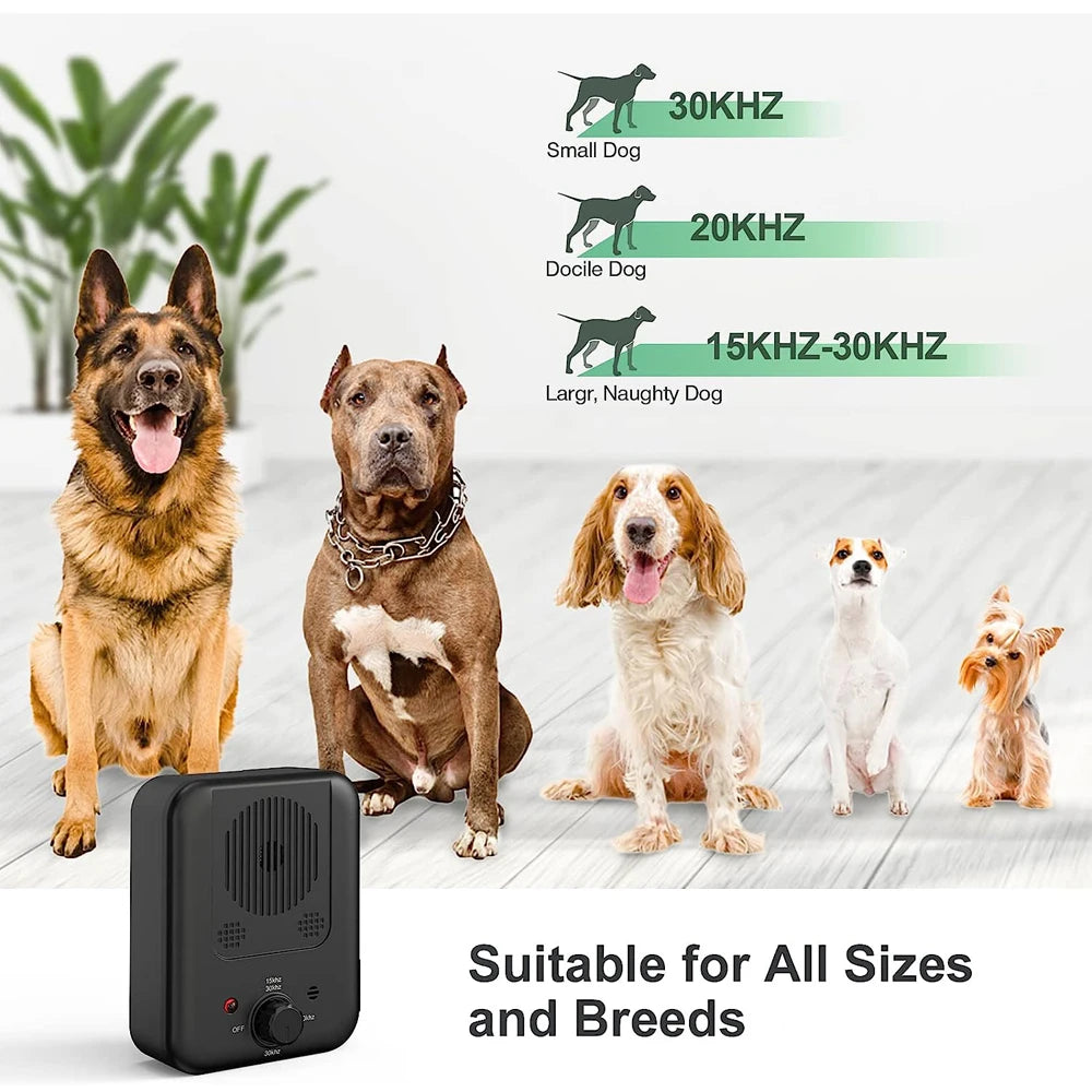 Ultrasonic anti-bark device for dogs with LED indicators and sound sensor