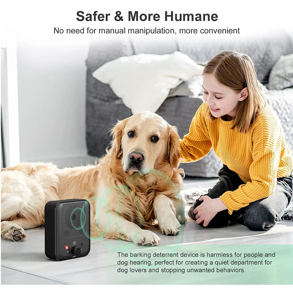 Ultrasonic anti-bark device for dogs with LED indicators and sound sensor