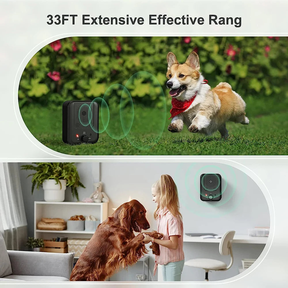 Ultrasonic anti-bark device for dogs with LED indicators and sound sensor