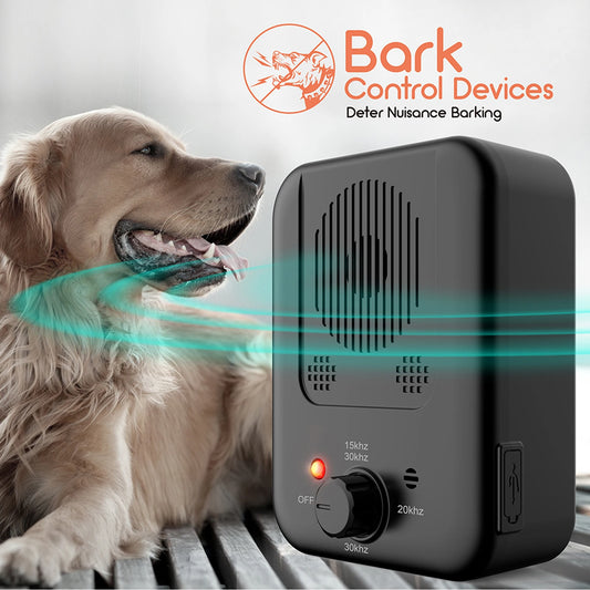 Ultrasonic anti-bark device for dogs with LED indicators and sound sensor