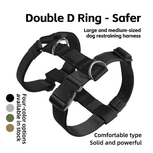 Adjustable anti-escape dog harness vest with dual D-rings for medium and large dogs