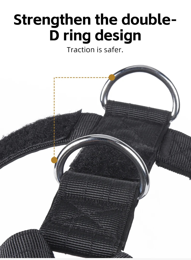Adjustable anti-escape dog harness vest with dual D-rings for medium and large dogs