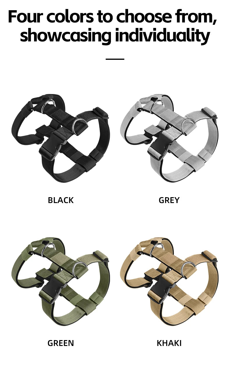 Adjustable anti-escape dog harness vest with dual D-rings for medium and large dogs