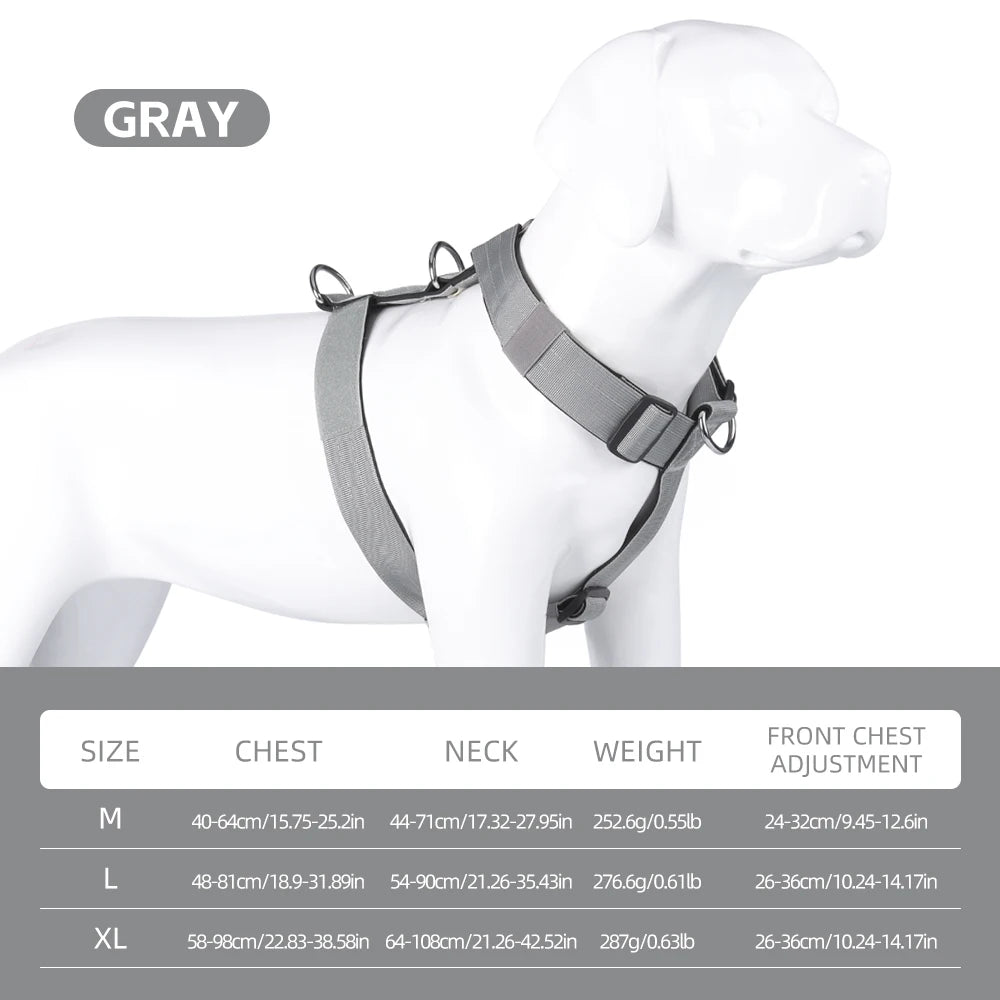 Adjustable anti-escape dog harness vest with dual D-rings for medium and large dogs
