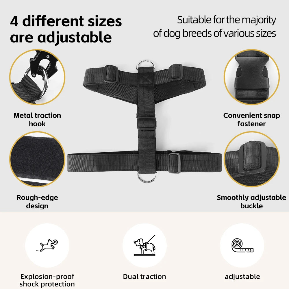 Adjustable anti-escape dog harness vest with dual D-rings for medium and large dogs