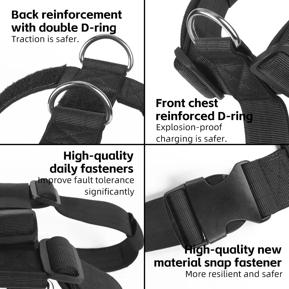 Adjustable anti-escape dog harness vest with dual D-rings for medium and large dogs