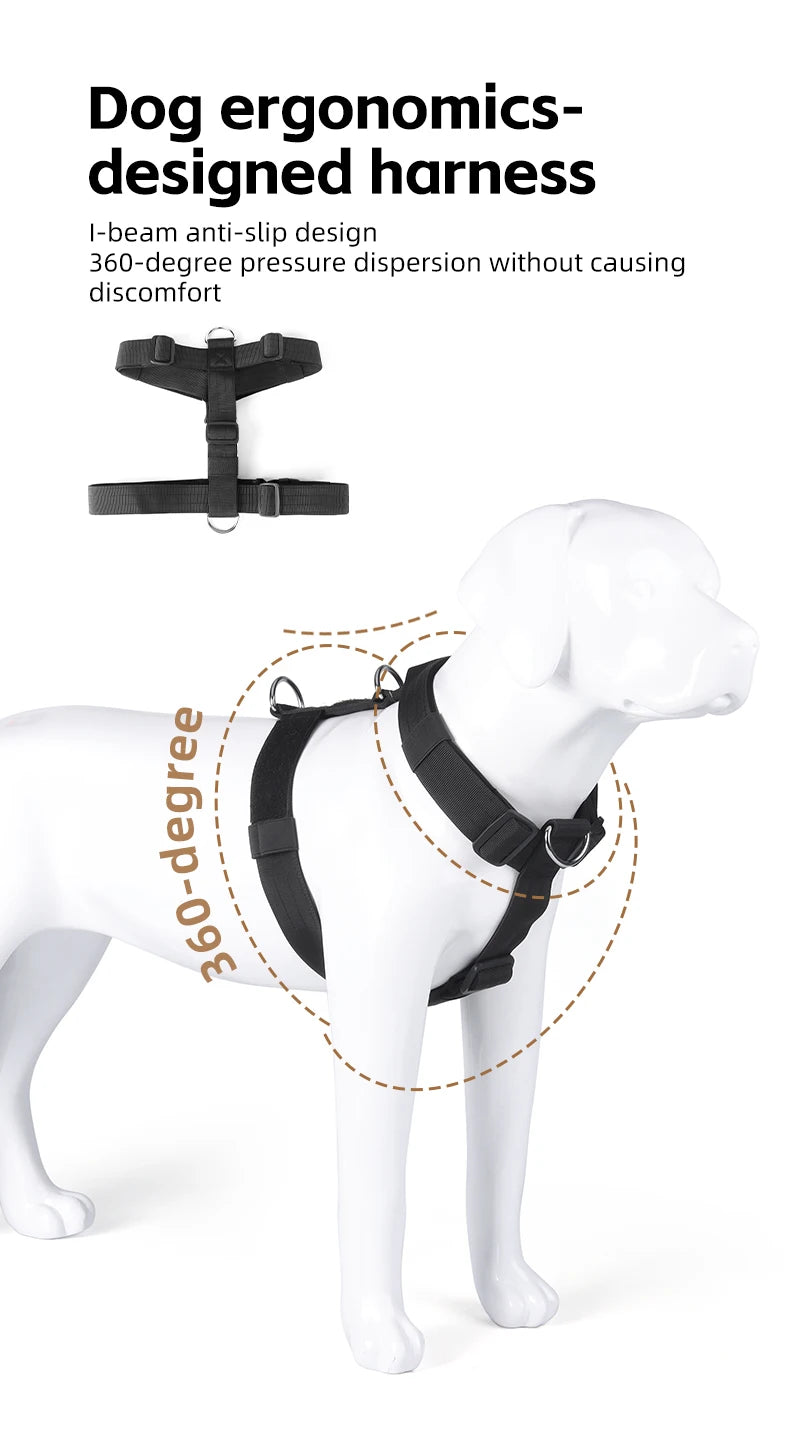 Adjustable anti-escape dog harness vest with dual D-rings for medium and large dogs
