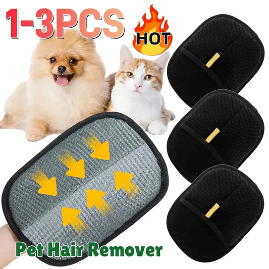 Dual-sided pet hair remover mitt with soft silicone bristles