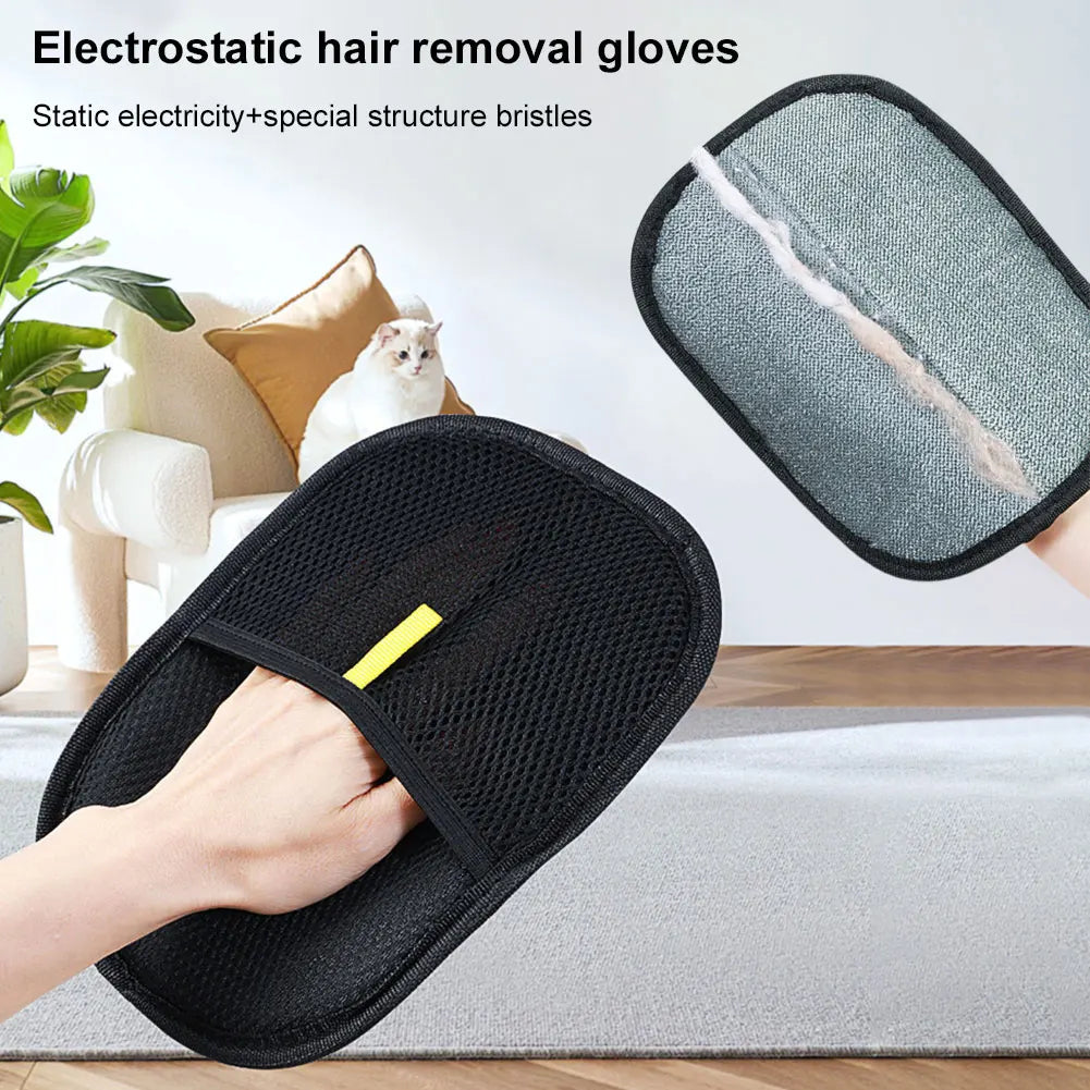 Dual-sided pet hair remover mitt with soft silicone bristles