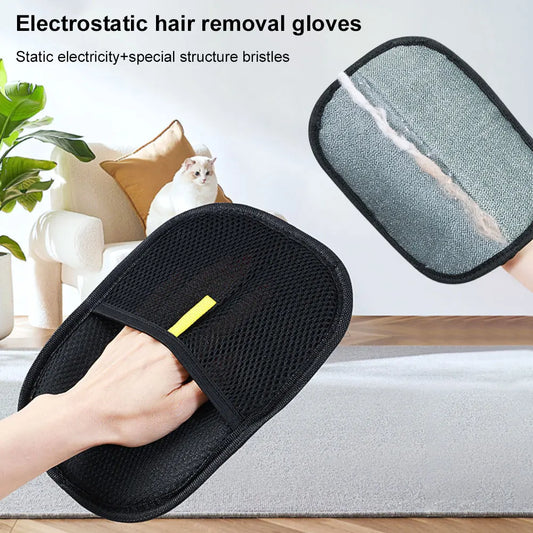 Dual-sided pet hair remover mitt with soft silicone bristles