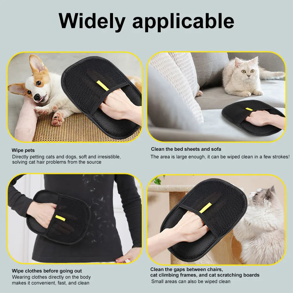 Dual-sided pet hair remover mitt with soft silicone bristles