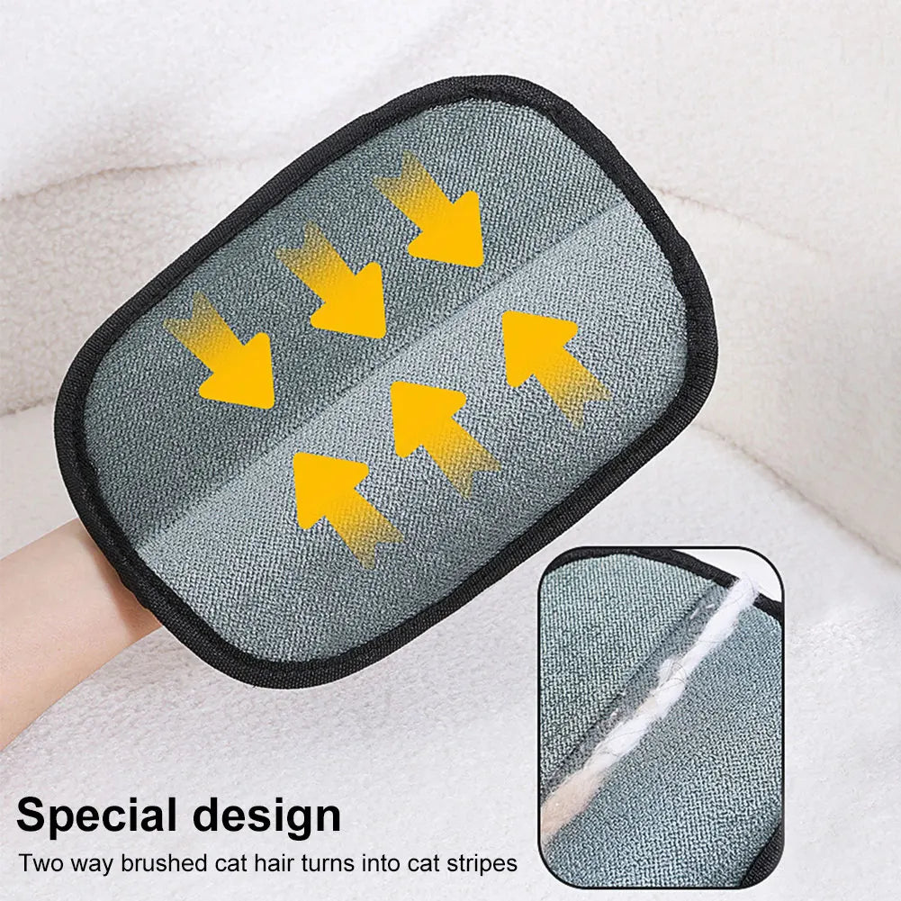 Dual-sided pet hair remover mitt with soft silicone bristles