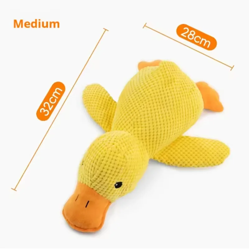 Plush stomping duck dog toy with bite-resistant fabric