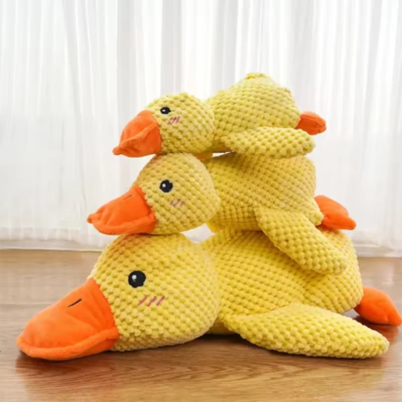 Plush stomping duck dog toy with bite-resistant fabric