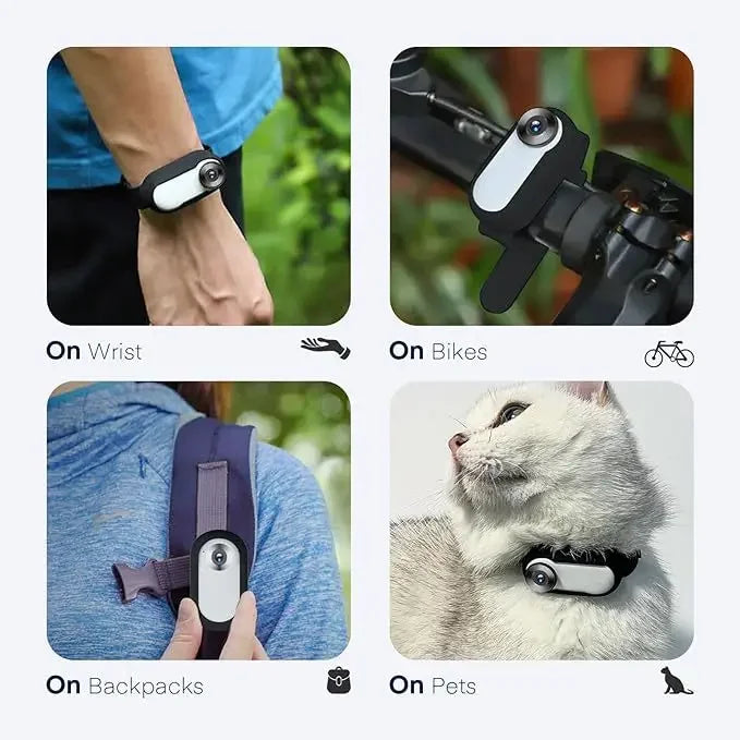 Mini pet collar camera with silicone strap for cats and dogs