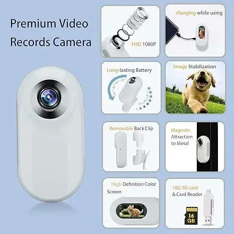 Mini pet collar camera with silicone strap for cats and dogs