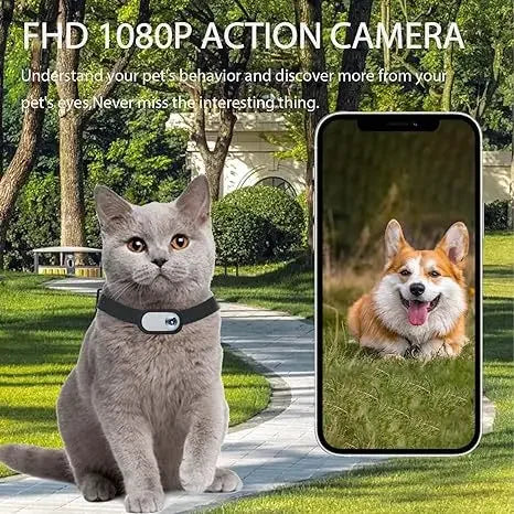 Mini pet collar camera with silicone strap for cats and dogs