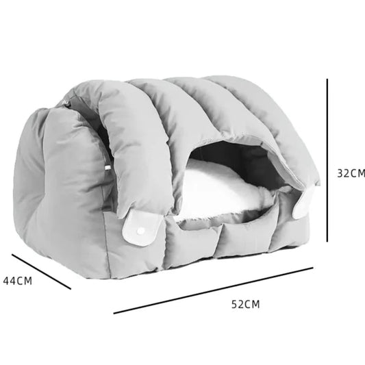 Stylish Arch-Grey Minimalist Dual-Use Arched Cat Bed, showcasing cozy semi-enclosed design for cats and small dogs.