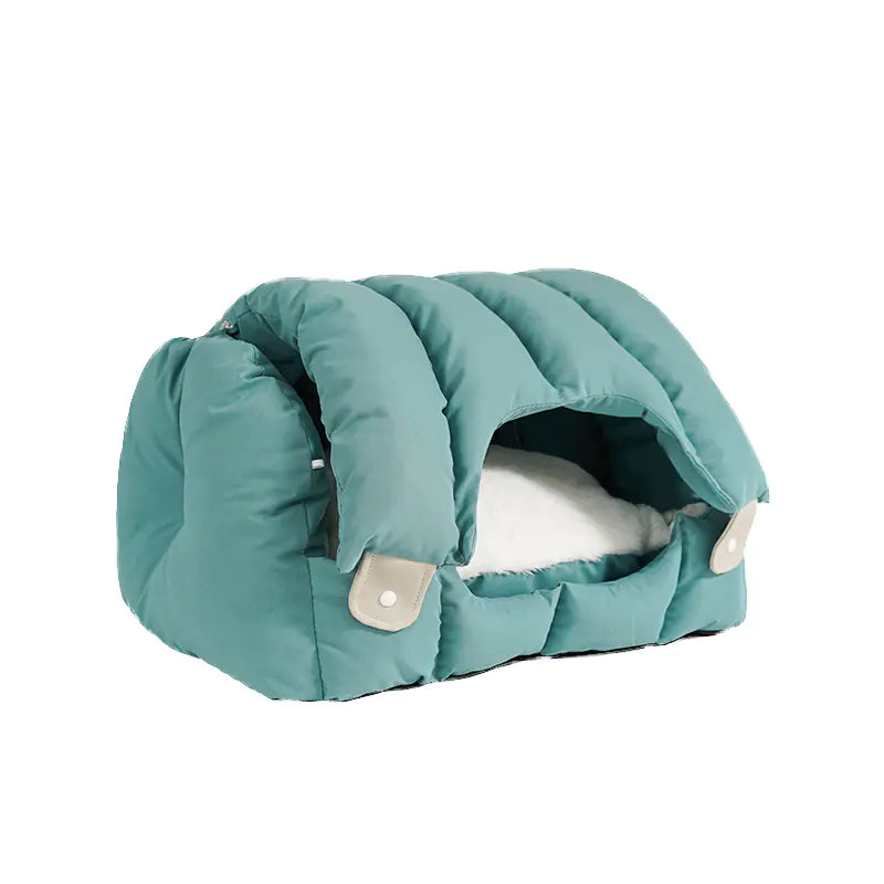 Stylish Arch-Grey Minimalist Dual-Use Arched Cat Bed, showcasing cozy semi-enclosed design for cats and small dogs.