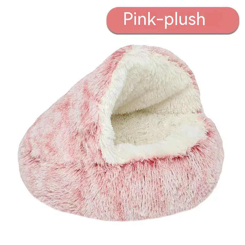Soft long velvet cat bed with anti-slip base