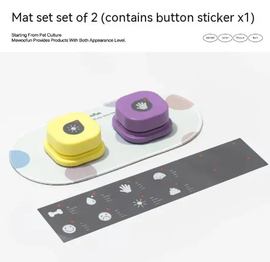 Interactive pet communication button in orange blue gray yellow