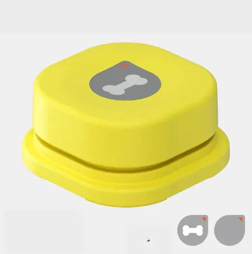 Interactive pet communication button in orange blue gray yellow