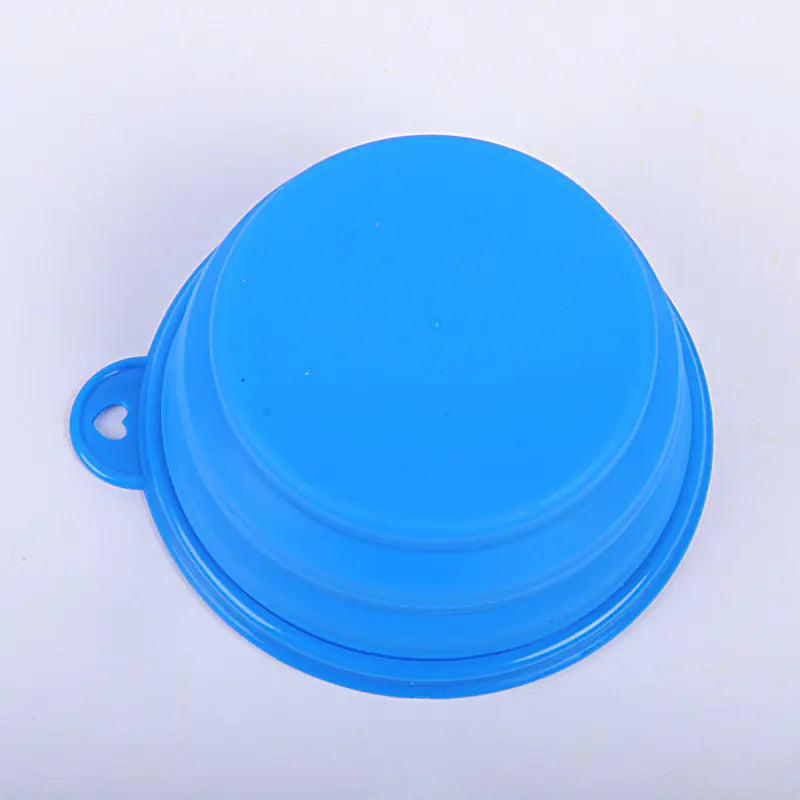 Collapsible silicone pet bowl for dogs and cats in blue