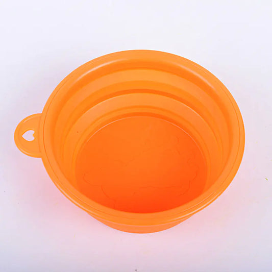 Collapsible silicone pet bowl for dogs and cats in orange