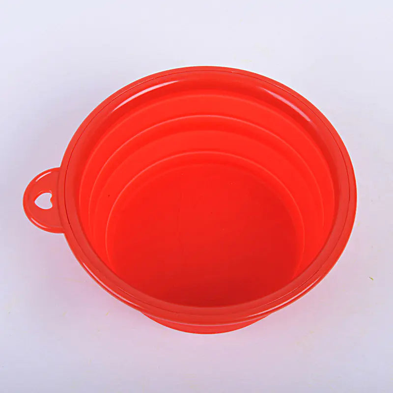 Collapsible silicone pet bowl for dogs and cats in red
