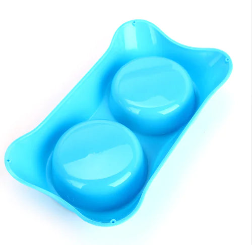 Eco-friendly silicone double pet bowl in blue – non-slip dog and cat feeding station