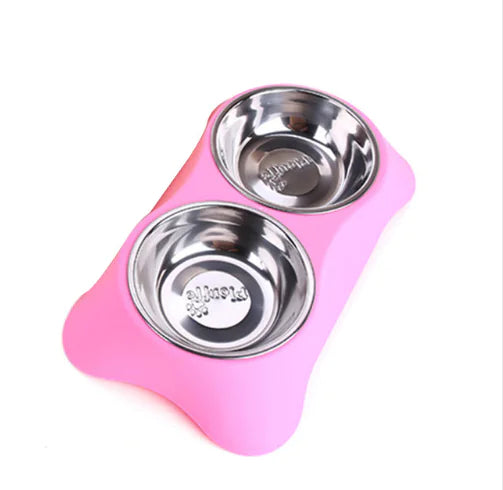 Medium size silicone double feeding bowl – durable, eco-friendly pet feeding station