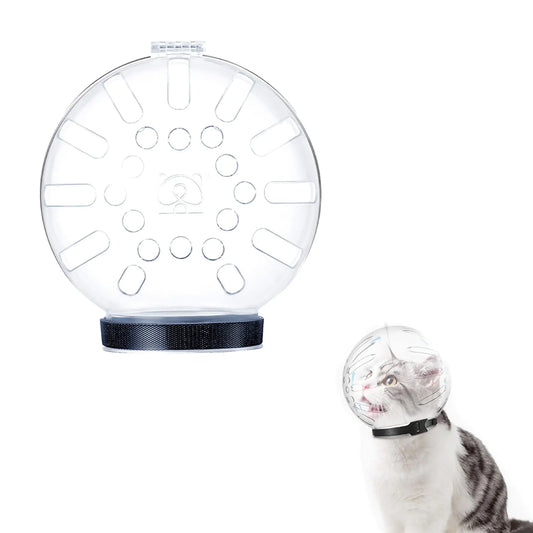 Transparent pet muzzle helmet for cats and small dogs