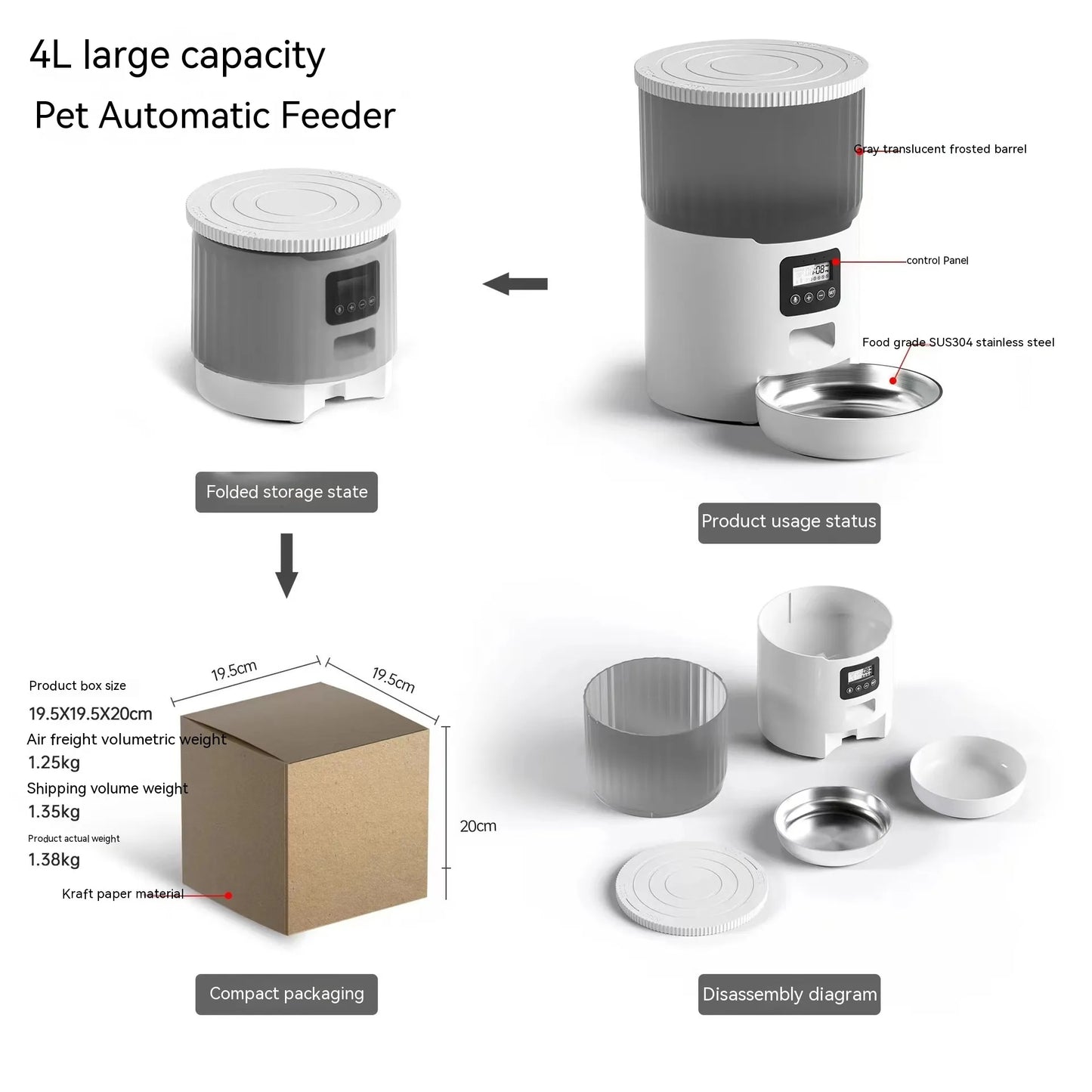 Smart automatic pet feeder for cats and dogs